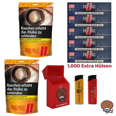 Pall Mall Allround Volumentabak Super Beutel 2x 145g, Red Xtra Hülsen, Box