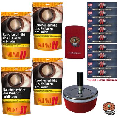 Pall Mall Allround Volumentabak Super Beutel 2x 145g, Red Xtra Hülsen, Ascher