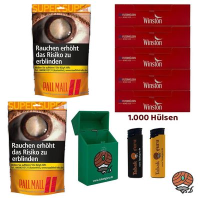 Pall Mall Allround Volumentabak Super Beutel 2x 145g, Winston Hülsen, Box