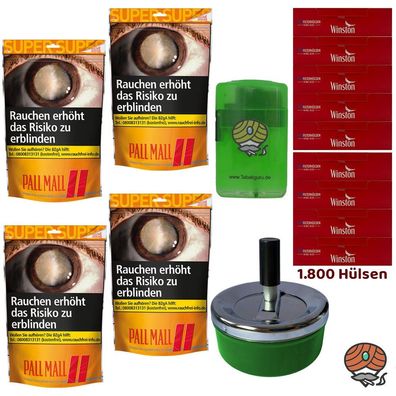 Pall Mall Allround Volumentabak Super Beutel 4x 145g, Winston Hülsen, Ascher