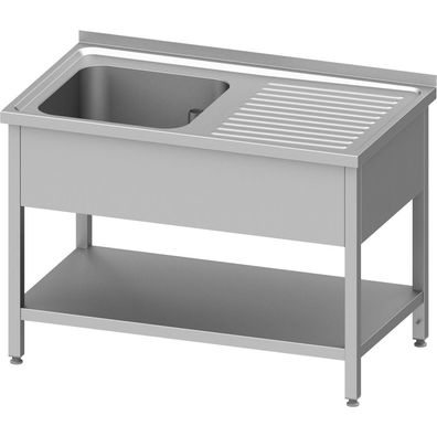 Stalgast Spültisch mit Grundboden 1100x600x850 mm, mit einem Becken links, mit