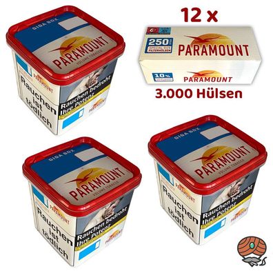 Paramount Volumentabak Giga Box 3x 230g, 3000 Extra Hülsen