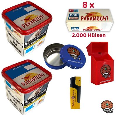 Paramount Volumentabak Giga Box 2x 230g, 2000 Extra Hülsen, Zubehör
