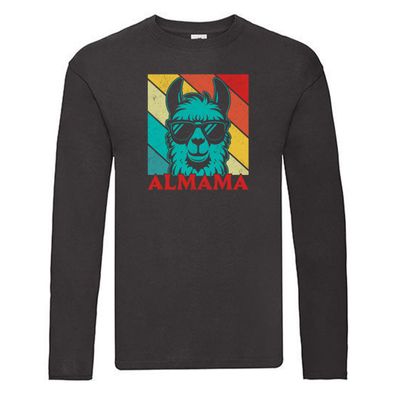 Almama | Lama | Mutter | Muttertag v2 Long Sleeve Schwarz