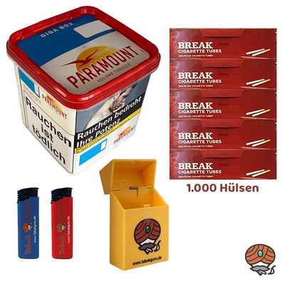 Paramount Volumentabak Giga Box 230g, 1000 Break Hülsen, Feuerzeuge, Box