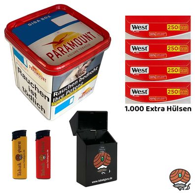 Paramount Volumentabak Giga Box à 230g, West Extra Hülsen, Feuerzeuge, Box
