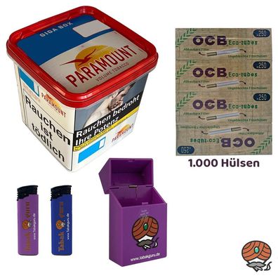 Paramount Volumentabak Giga Box 230g, OCB Eco Tubes/Hülsen, Feuerzeuge, Box
