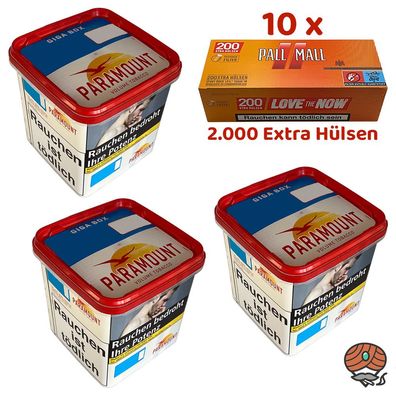 Paramount Volumentabak Giga Box 3x 230g, 2000 Pall Mall Allround Xtra Hülsen