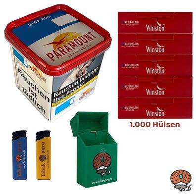 Paramount Volumentabak Giga Box 230g, Winston Hülsen, Feuerzeuge, Box