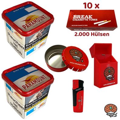 Paramount Volumentabak Giga Box 2x 230g, 2000 Break Hülsen, Zubehör