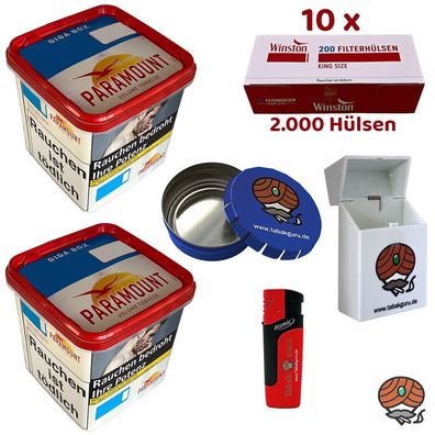 Paramount Volumentabak Giga Box 2x 230g, 2000 Winston Hülsen, Zubehör