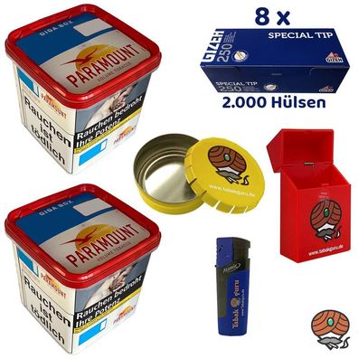 Paramount Volumentabak Giga Box 2x 230g, Gizeh Special Tip Hülsen, Zubehör