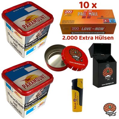 Paramount Volumentabak Giga Box 2x 230g, Pall Mall Allround Xtra Hülsen, Zubeh