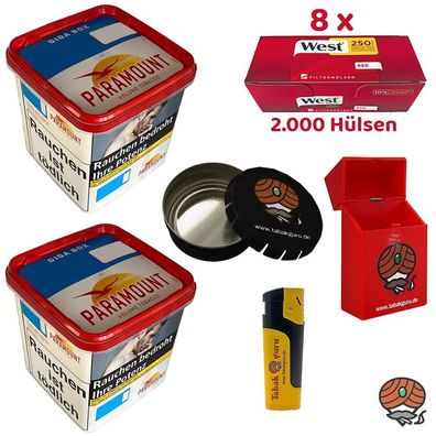 Paramount Volumentabak Giga Box 2x 230g, West Extra Hülsen, Zubehör
