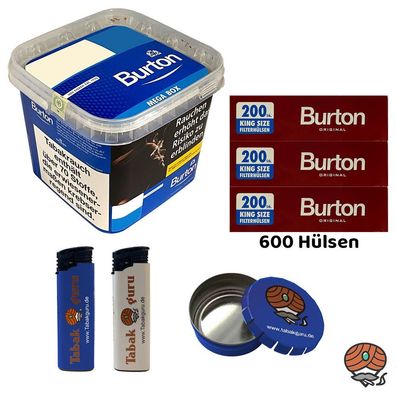 Burton Blue/Blau Volumentabak MEGA BOX 270g, Burton Hülsen, Feuerzeuge, Ascher
