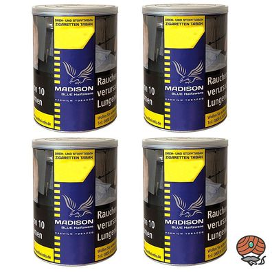 Madison Blue/Blau Tobacco 4x 120g Dose Halfzware Shag Drehtabak/ Stopftabak