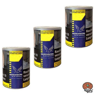 Madison Blue/Blau Tobacco 3x 120g Dose Halfzware Shag Drehtabak/ Stopftabak