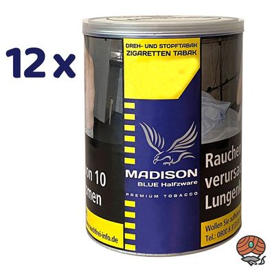 Madison Blue/Blau Tobacco 12x 120g Dose Halfzware Shag Drehtabak/ Stopftabak