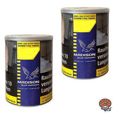 Madison Blue/Blau Tobacco 2x 120g Dose Halfzware Shag Drehtabak/ Stopftabak