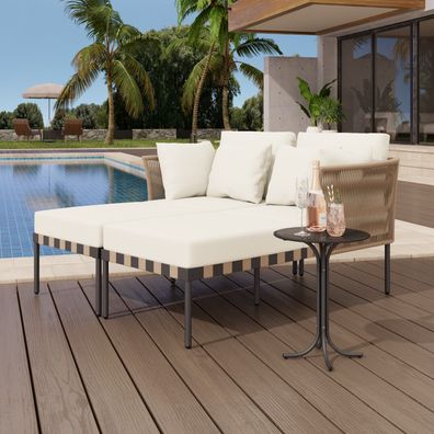 Gartensofa, Abnehmbarer und Modularer Balkonmöbel-Set, Terrassenmöbel mit 4 Kissen
