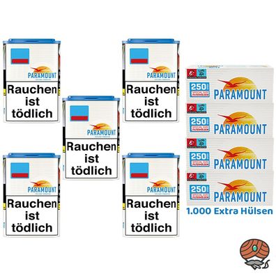 Paramount Blue Volumentabak Dose 5x 80g, 1000 Blue Extra Hülsen