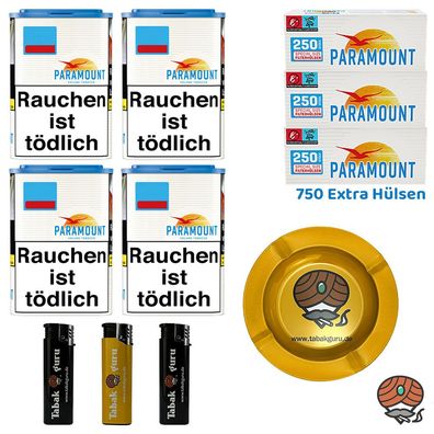 Paramount Blue Volumentabak Dose 4x 80g, Blue Extra Hülsen, Metallascher, Zube