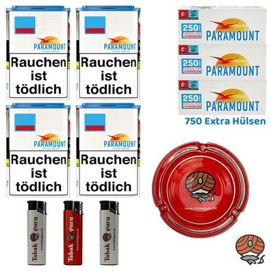 Paramount Blue Volumentabak Dose 4x 80g, Blue Extra Hülsen, Glasascher, Zubehör