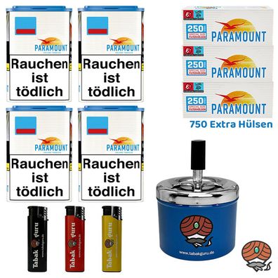 Paramount Blue Volumentabak Dose 4x 80g, Blue Extra Hülsen, Drehascher, Zubehör