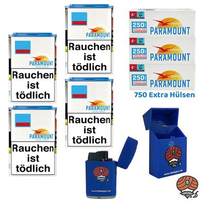 Paramount Blue Volumentabak Dose 4x 80g, 750 Blue Extra Hülsen, Zubehör