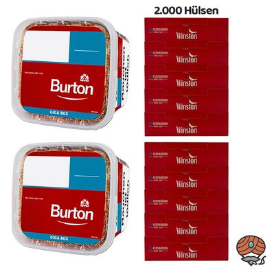 Burton Volumentabak GIGA Box 2x 400g + 2000 Winston Hülsen