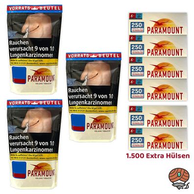 Paramount Volumentabak Beutel 3x 170g, 1500 Extra Hülsen