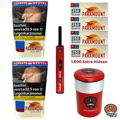 Paramount Volumentabak Beutel 2x 170g, Hülsen, Stabfeuerzeug, Autoascher