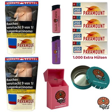 Paramount Volumentabak Beutel 2x 170g, 1000 Hülsen, Zubehör
