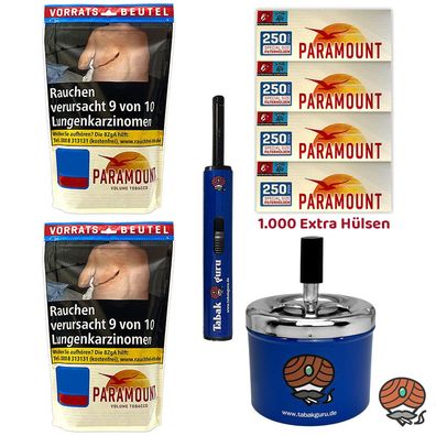Paramount Volumentabak Beutel 2x 170g, Hülsen, Stabfeuerzeug, Drehascher