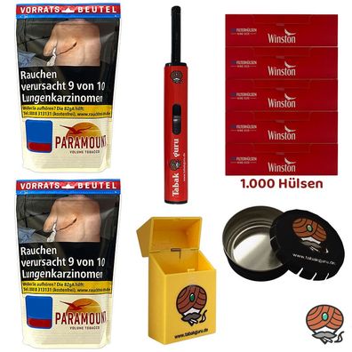 Paramount Volumentabak Beutel 2x 170g, 1000 Winston Hülsen, Zubehör