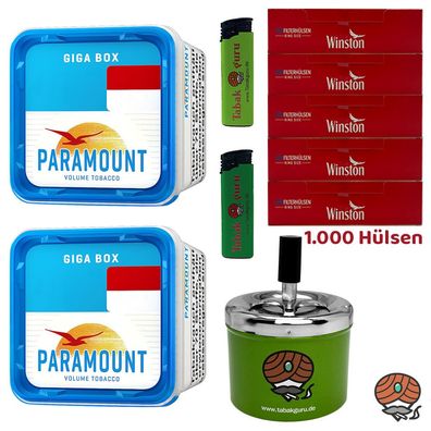 Paramount Blue Volumentabak Giga Box 2x 230g, Winston Hülsen, Drehascher