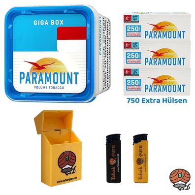 Paramount Blue Volumentabak Giga Box 230g, 750 Blue Extra Hülsen, Zubehör