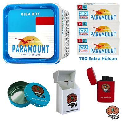 Paramount Blue Volumentabak Giga Box 230g, Blue Extra Hülsen, Ascher, Zube