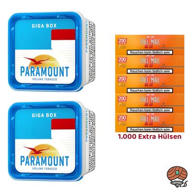 Paramount Blue Volumentabak Giga Box 2x 230g, Pall Mall Allround Xtra Hülsen