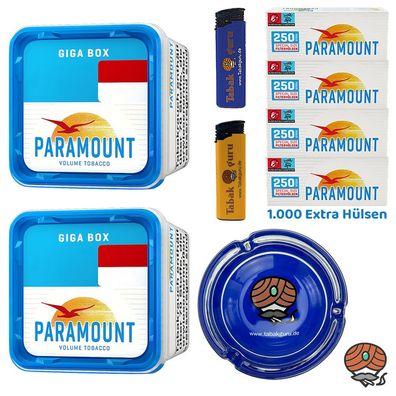 Paramount Blue Volumentabak Giga Box 2x 230g, Blue Extra Hülsen, Glasascher