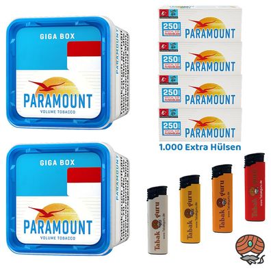 Paramount Blue Volumentabak Giga Box 2x 230g, Blue Extra Hülsen, Feuerzeuge