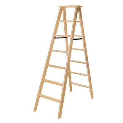 KADAX Holzleiter, Leiter aus Holz, Malerleiter, Stehleiter, 7 Stufen