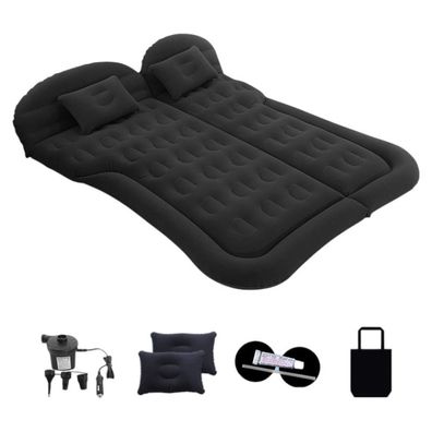 Verdickte Auto-Luftbettmatratze mit elektr. Pumpe, tragbar, Campingbett, Schwarz