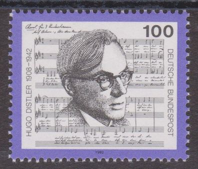 BRD 1992 postfrisch Michel-Nr. 1637 50. Todestag von Hugo Distler