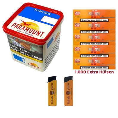 Paramount Volumentabak Titan Box 315g, Pall Mall Allround Xtra Hülsen, Feuerz