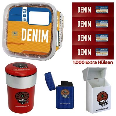 Denim Volumentabak GIGA Box 315g, 1000 Extra Hülsen, Autoascher, Zubehör