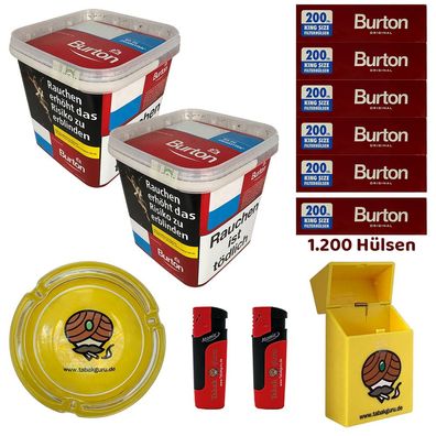 Burton Red Volumentabak MEGA Box 2x 270g, Hülsen, Glasascher, Zubehör