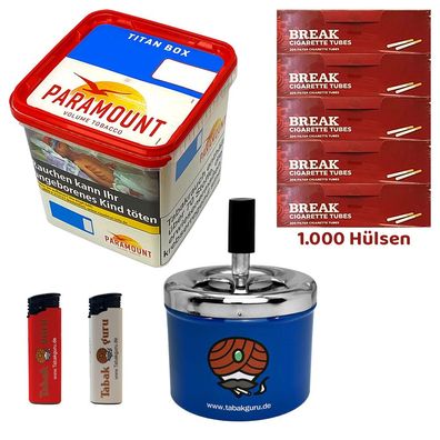 Paramount Volumentabak Titan Box 315g, 1000 Extra Hülsen, Drehascher, Feuerzeug
