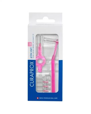 Curaprox Prime Plus Starter Set - 5x CPS 08 pink Interdentalbürsten 2 Halter
