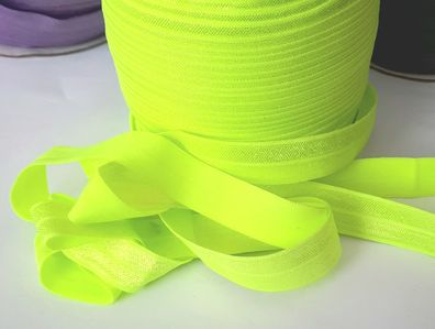 1m x 15mm Falzgummi Rollierband Einfassband elastisch Satinglanz Farbe Neon Limette